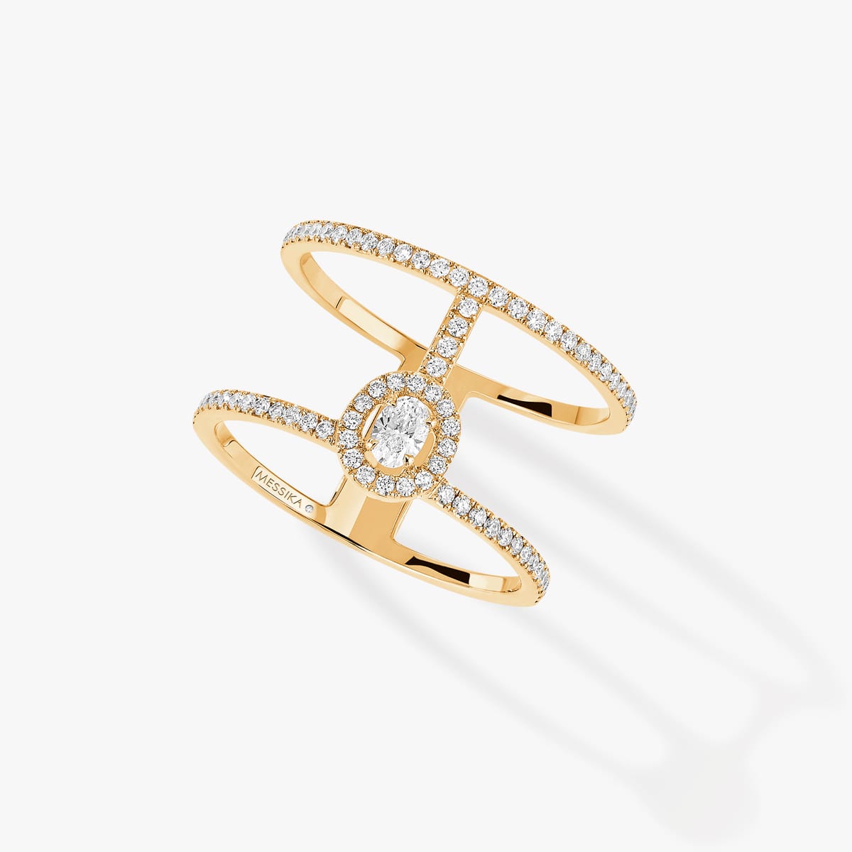 Ring For Her Yellow Gold Diamond Glam'Azone 2 Rangs Pavée 05237-YG