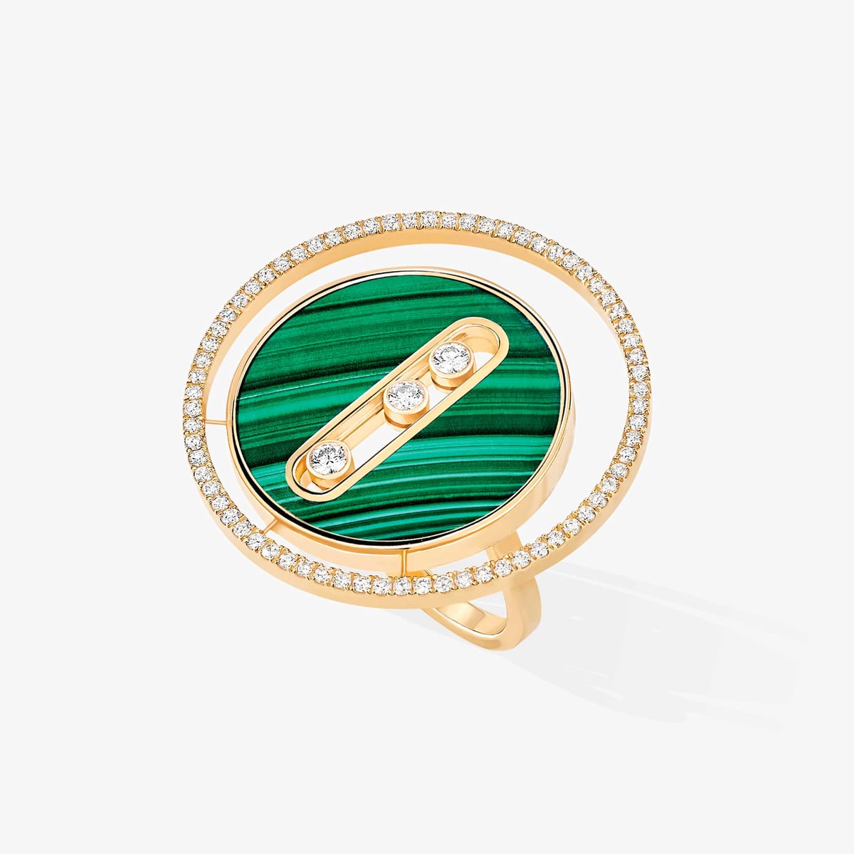 Bague Femme Or Jaune Diamant Bague malachite Lucky Move GM 11274-YG
