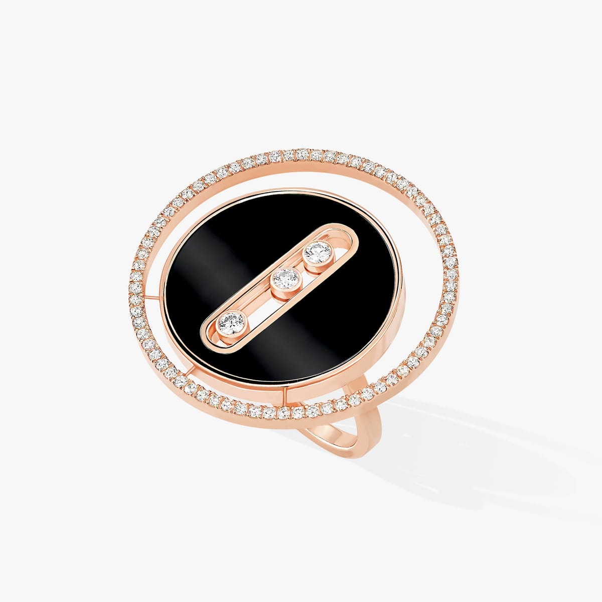 Ring For Her Pink Gold Diamond Lucky Move GM Onyx 12323-PG