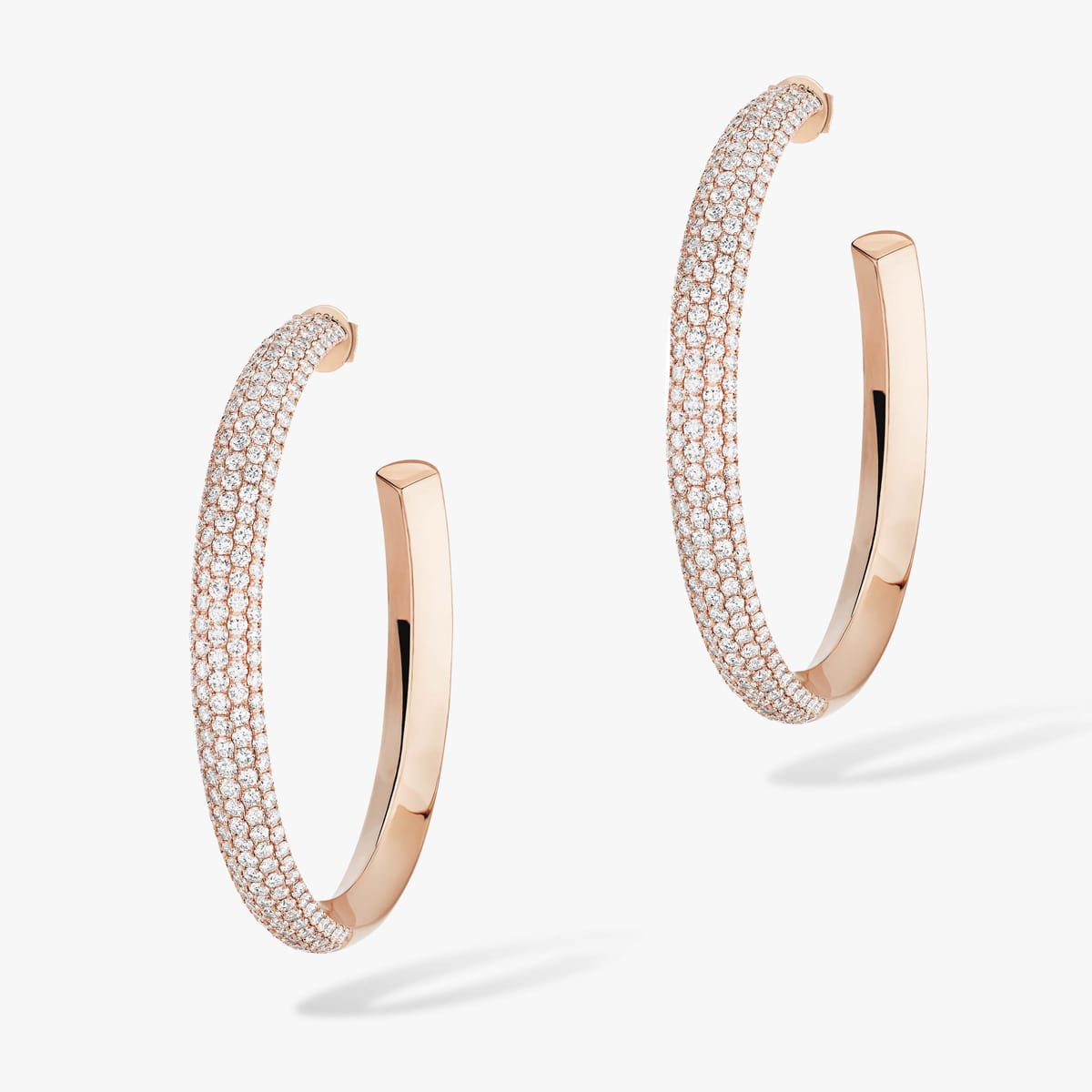 Boucles d'oreilles Femme Or Rose Diamant Créoles Divine Enigma GM 12514-PG