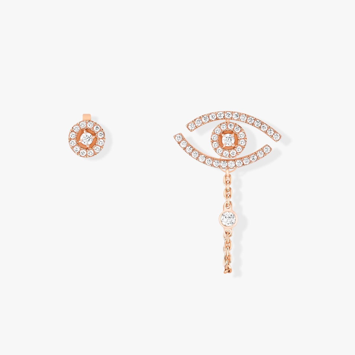 Earrings For Her Pink Gold Diamond Lucky Eye Pavées 11349-PG