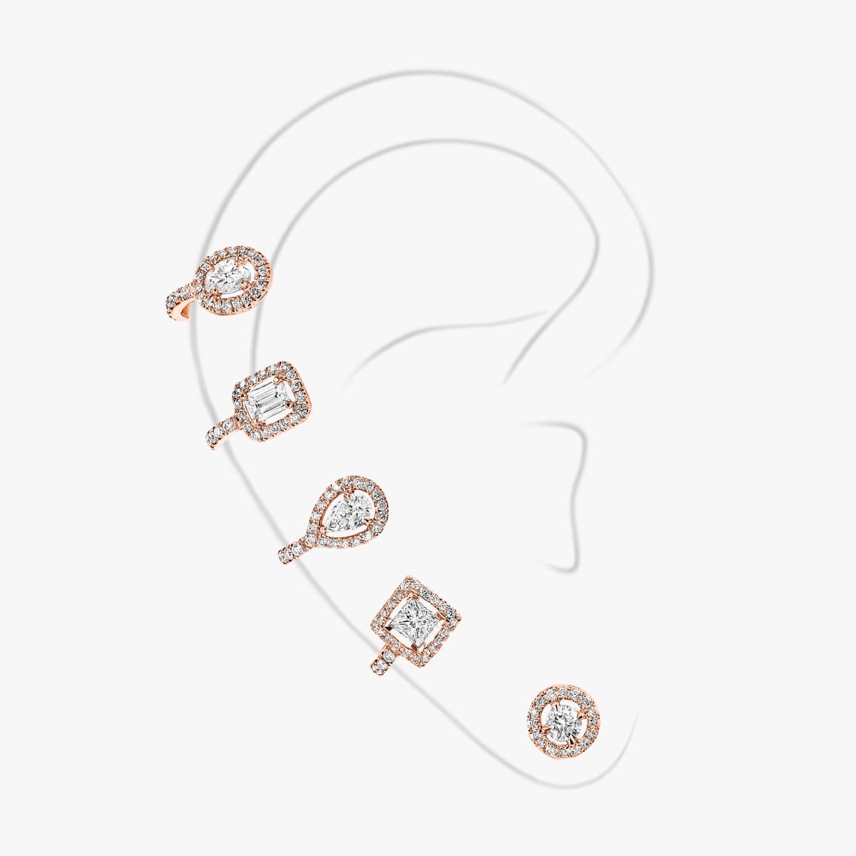 Earrings For Her Pink Gold Diamond My Twin Multiformes 06158-PG