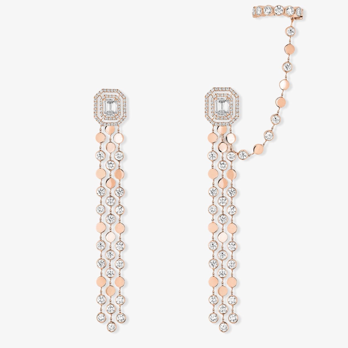 Earrings For Her Pink Gold Diamond D-Vibes Multi Rangs 12432-PG
