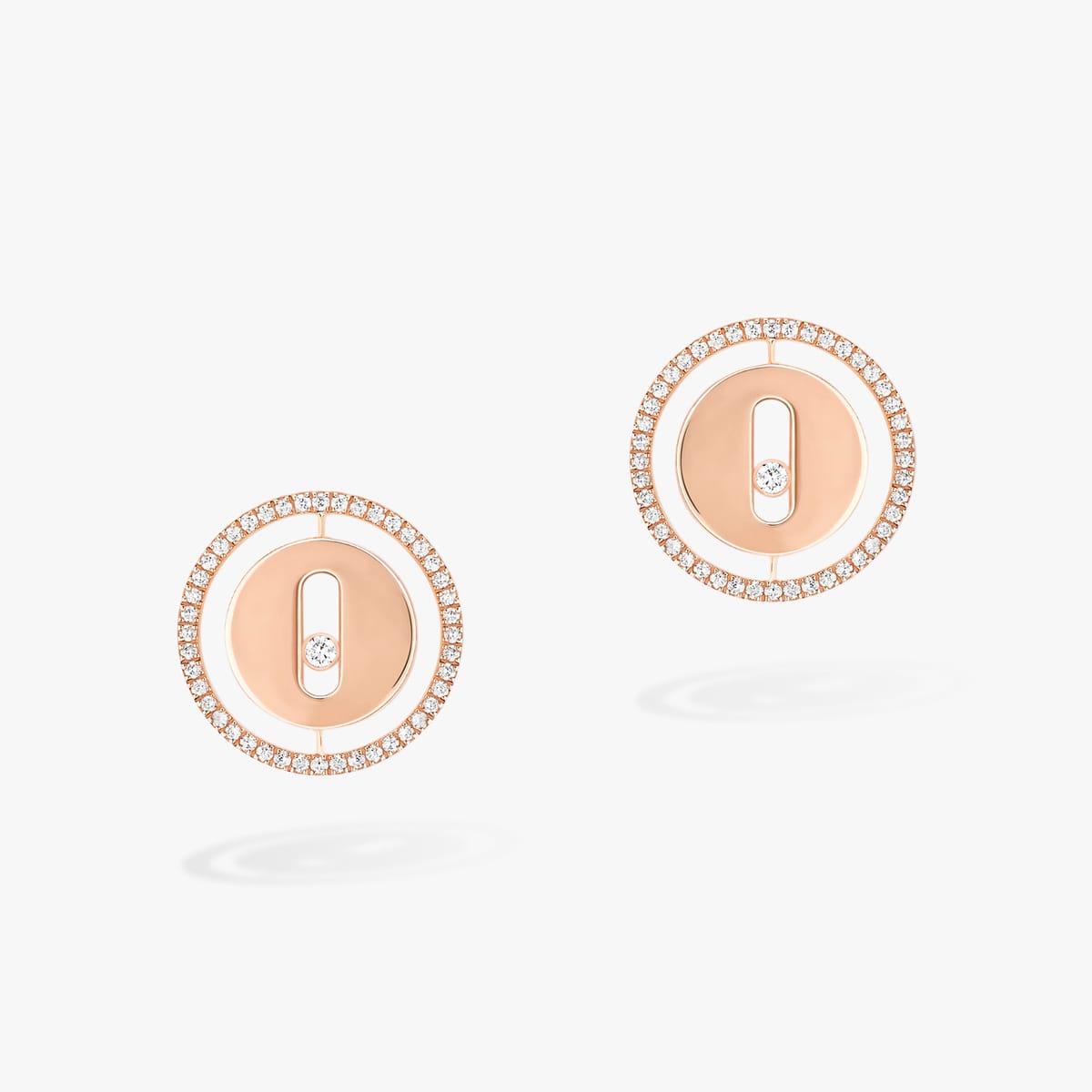 Earrings For Her Pink Gold Diamond Puces Lucky Move 11571-PG