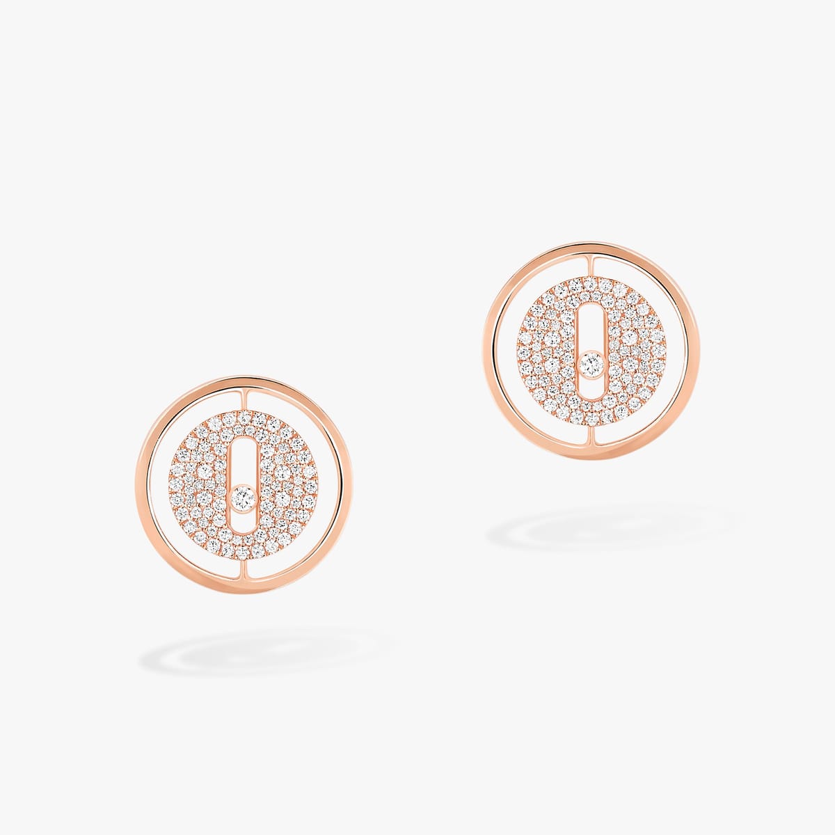 Earrings For Her Pink Gold Diamond Puces Pavées Lucky Move 11572-PG