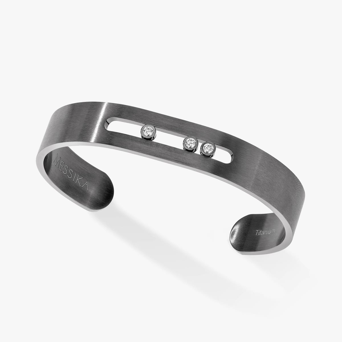 Bracelet For Him Graphite Titanium Diamond Bangle Move Titanium Graphite 06585-TG