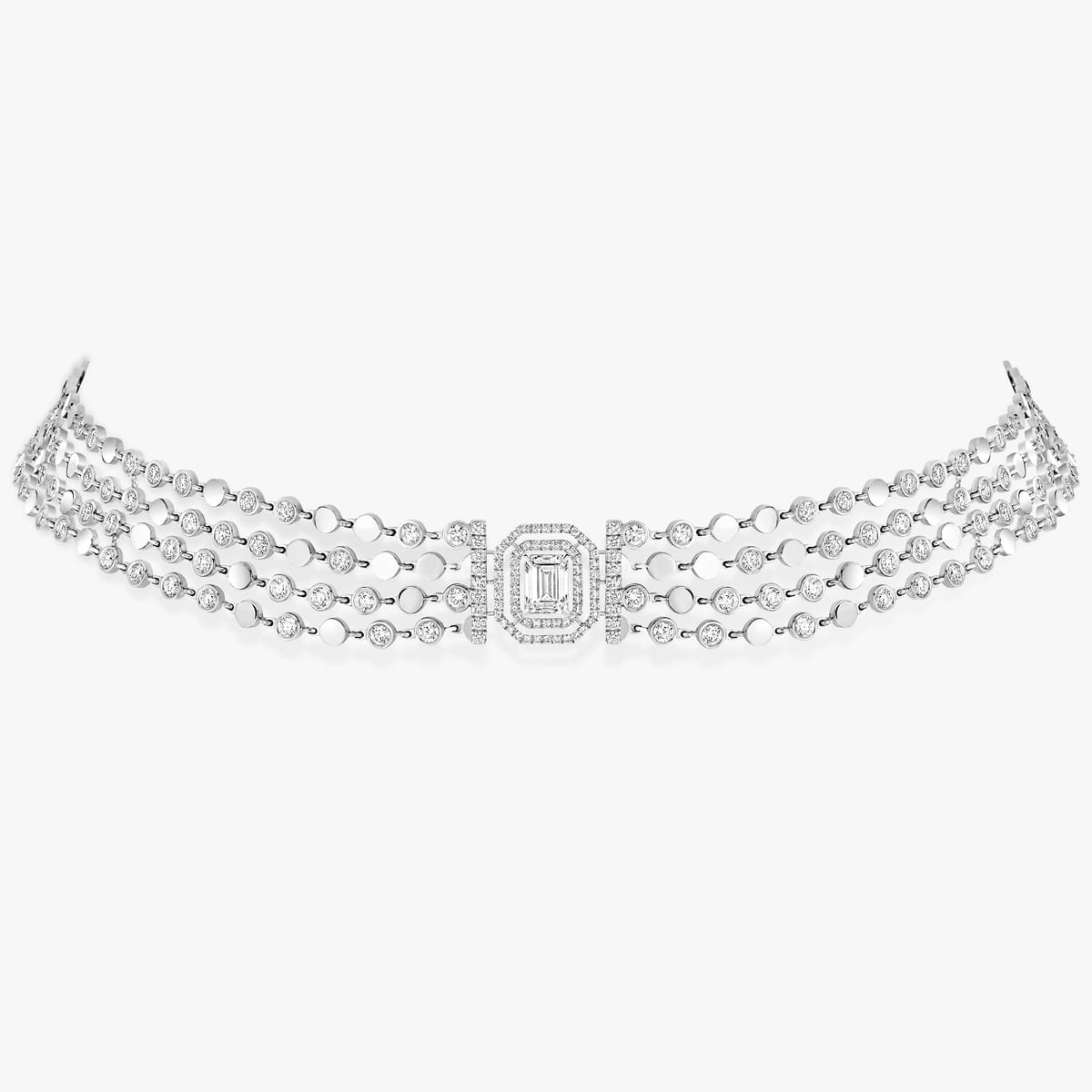 Necklace For Her White Gold Diamond D-Vibes Multi Rangs 12434-WG