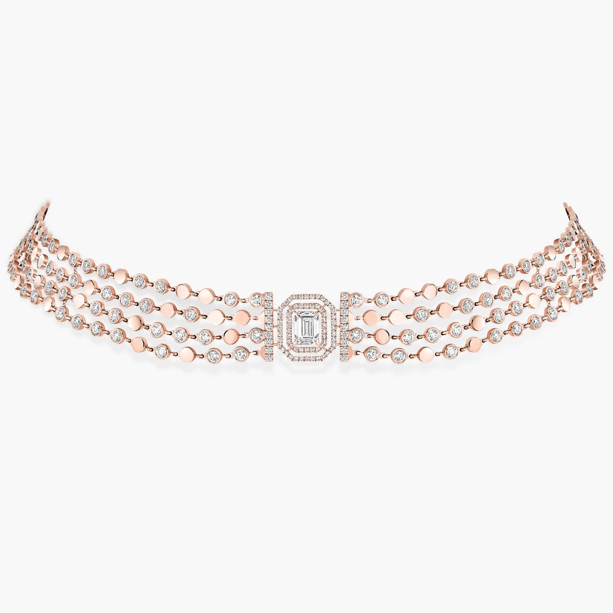 Necklace For Her Pink Gold Diamond D-Vibes Multi Rangs 12434-PG