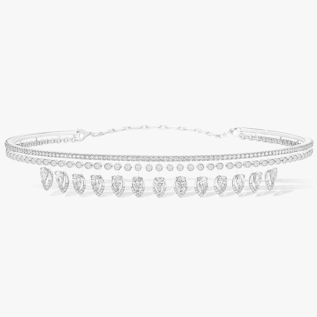 Necklace For Her White Gold Diamond Choker Skinny Desert Bloom 10040-WG