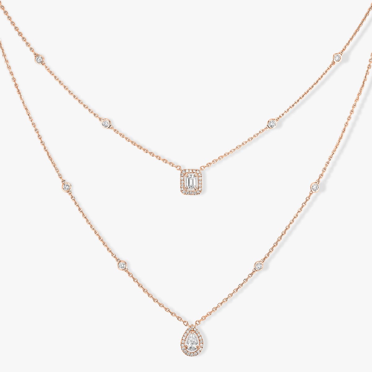 Necklace For Her Pink Gold Diamond My Twin 2 Rangs 06506-PG
