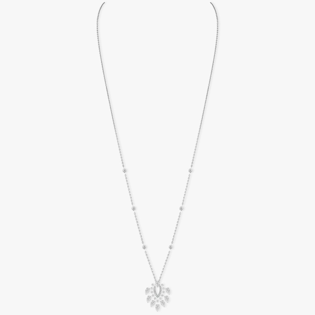 Collier Femme Or Blanc Diamant Pendentif Desert Bloom 07359-WG