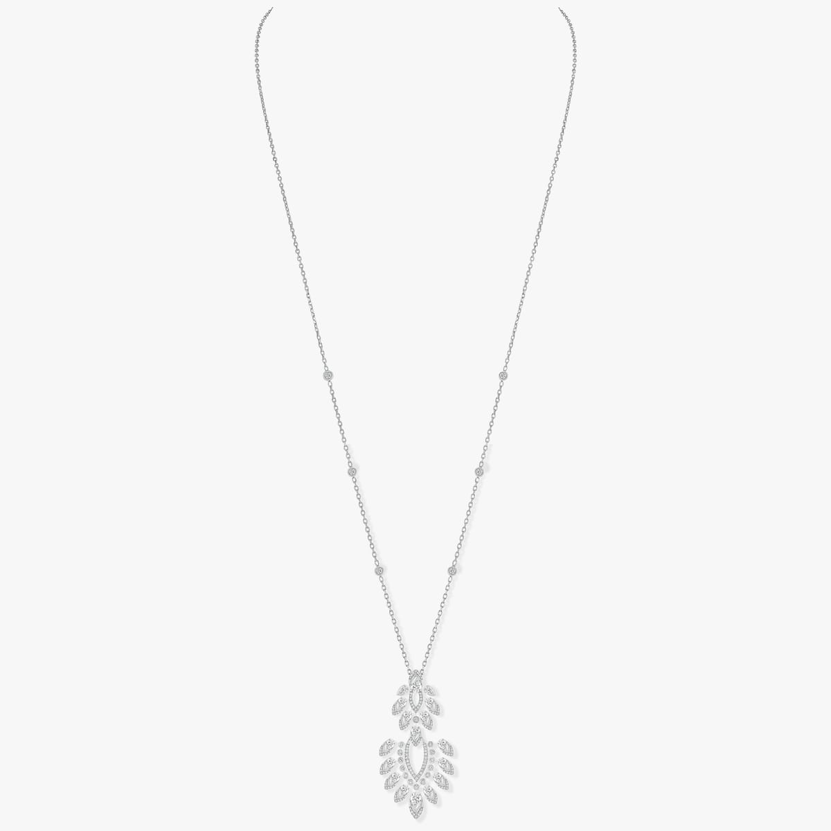 Collier Femme Or Blanc Diamant Sautoir Desert Bloom 07358-WG