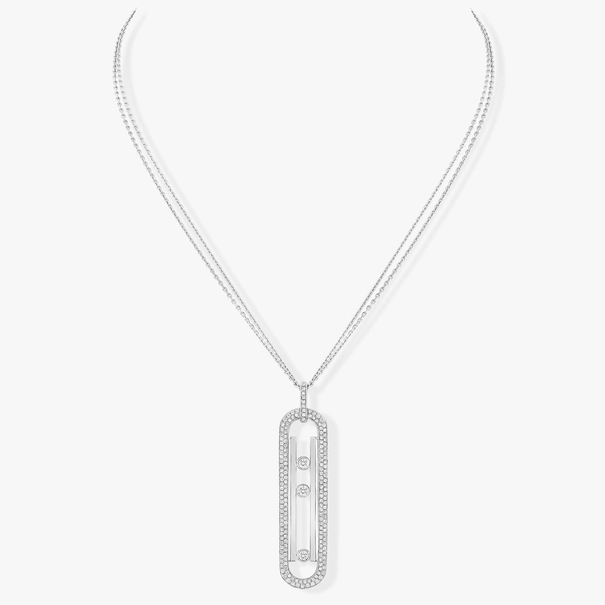 Collier Femme Or Blanc Diamant Sautoir Move 10th Anniversary 07228-WG