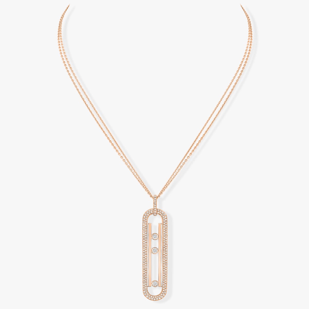 Collier Femme Or Rose Diamant Sautoir Move 10th Anniversary 07228-PG