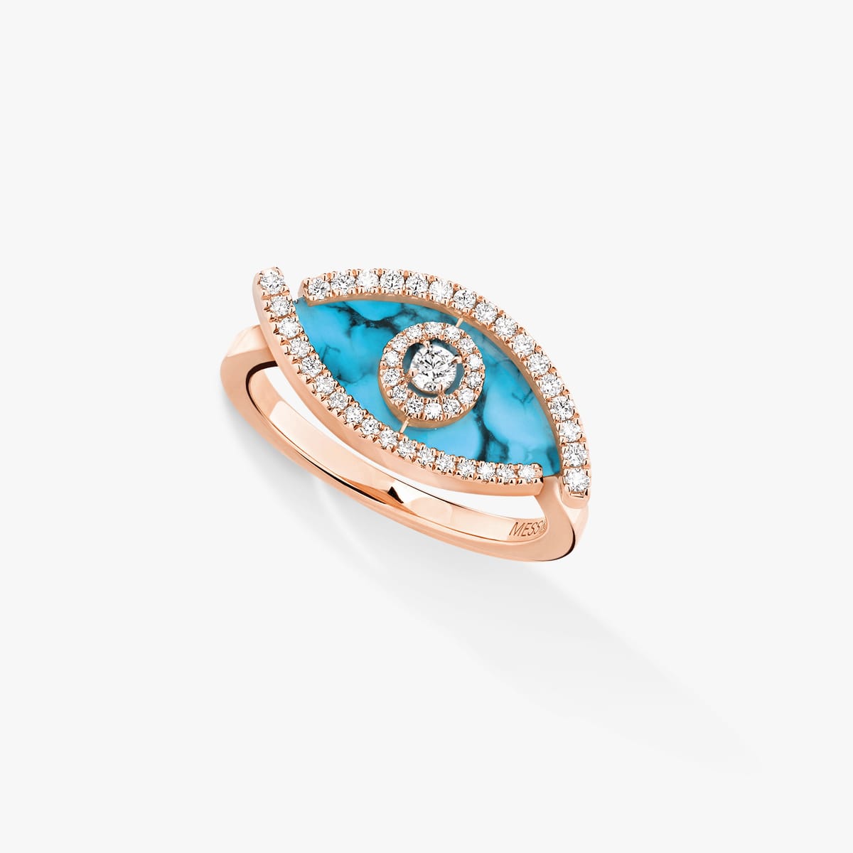 Bague Femme Or Rose Diamant Bague turquoise Lucky Eye 12956-PG