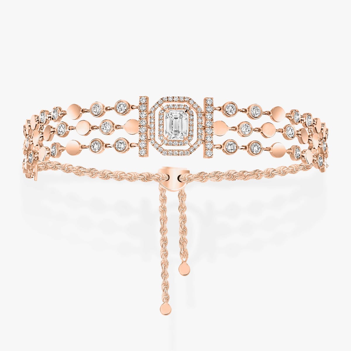 Bracelet For Her Pink Gold Diamond D-Vibes Multi Rangs 12433-PG