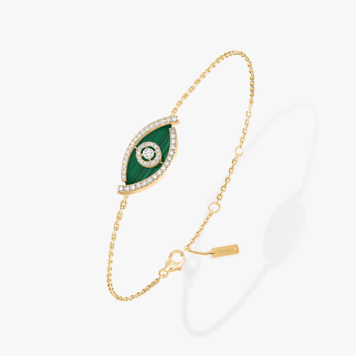Bracelet Femme Or Jaune Diamant Bracelet malachite Lucky Eye 12888-YG