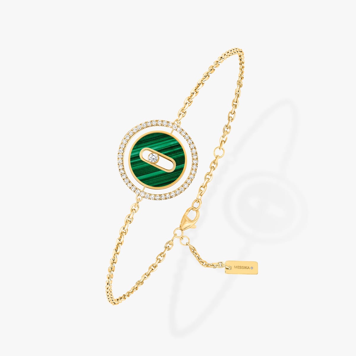 Bracelet Femme Or Jaune Diamant Bracelet malachite Lucky Move PM 11651-YG