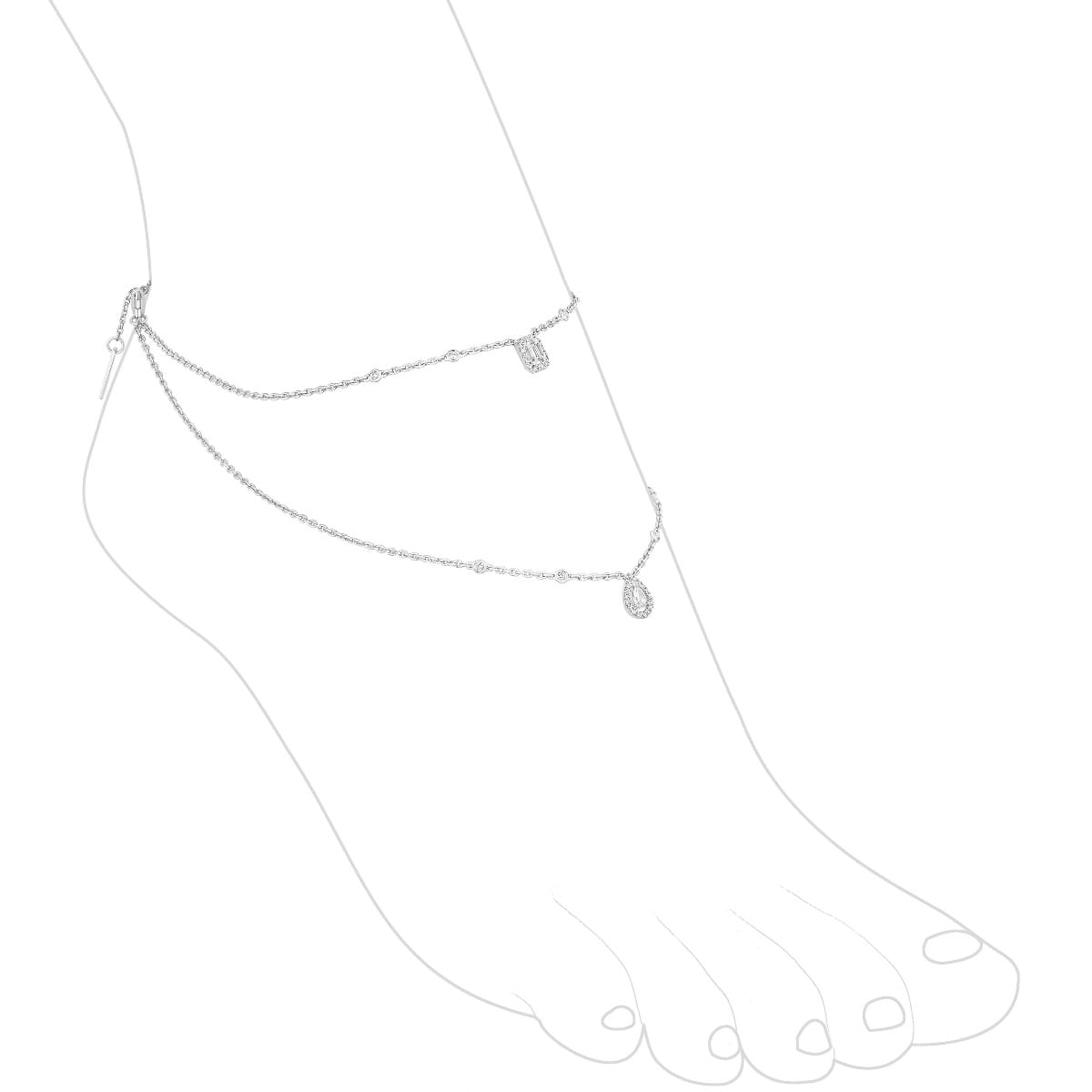 Bracelet For Her White Gold Bracelet de Cheville My Twin 2 Rangs 07152-WG