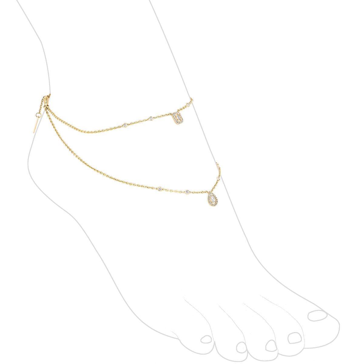 Bracelet For Her Yellow Gold Bracelet de Cheville My Twin 2 Rangs 07152-YG