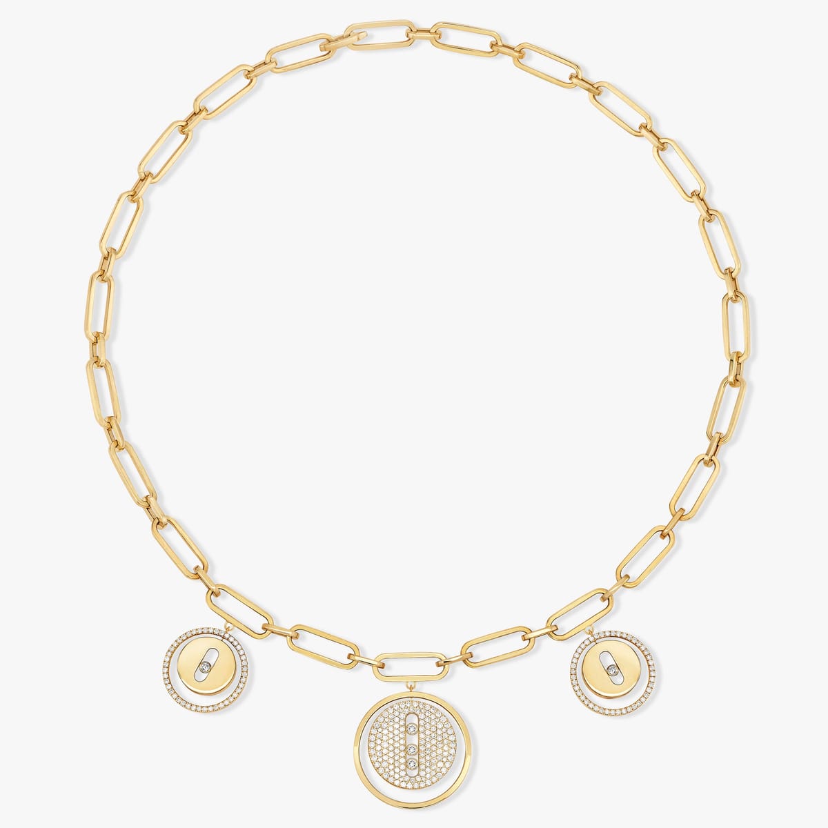 Necklace For Her Yellow Gold Diamond Choker Lucky Move Charms 11972-YG