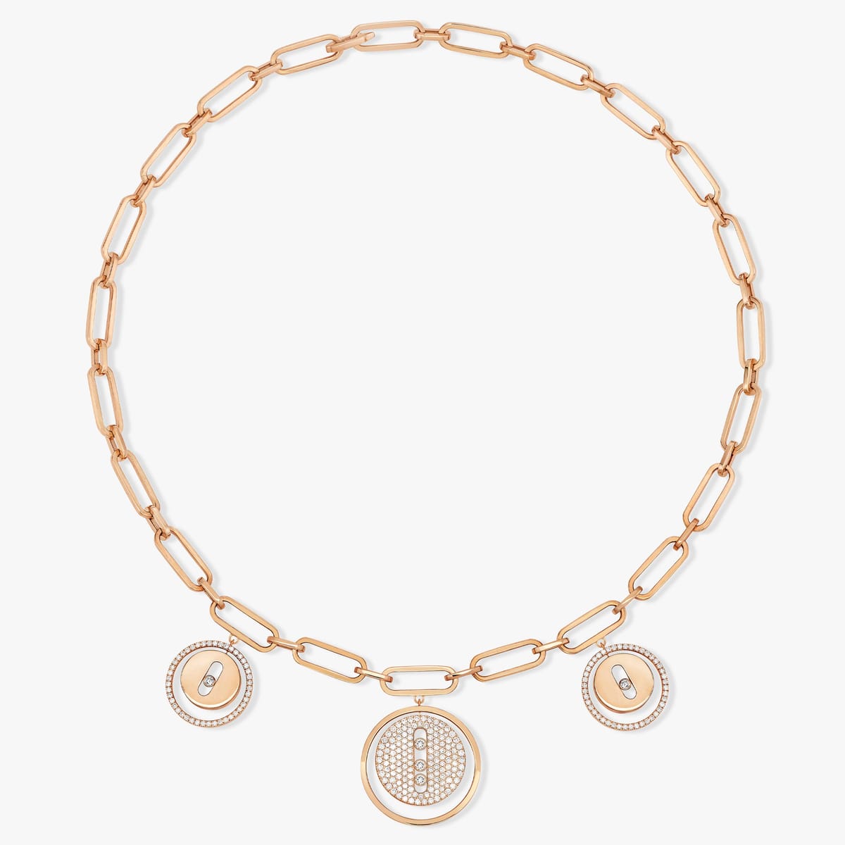 Necklace For Her Pink Gold Diamond Choker Lucky Move Charms 11972-PG