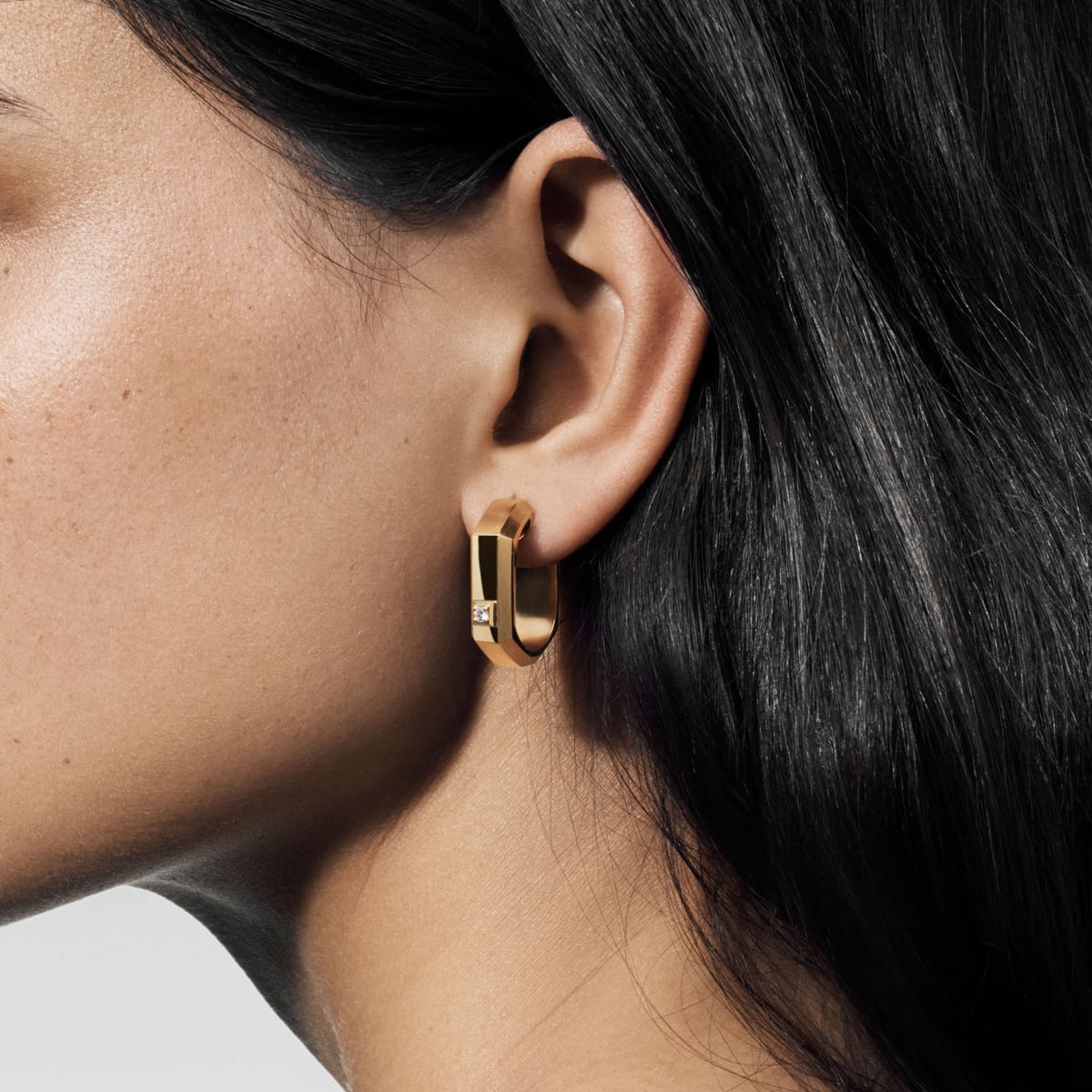 Boucles d'oreilles Mixte Or Jaune Diamant Mono créole Moderniste MM 14680-YG