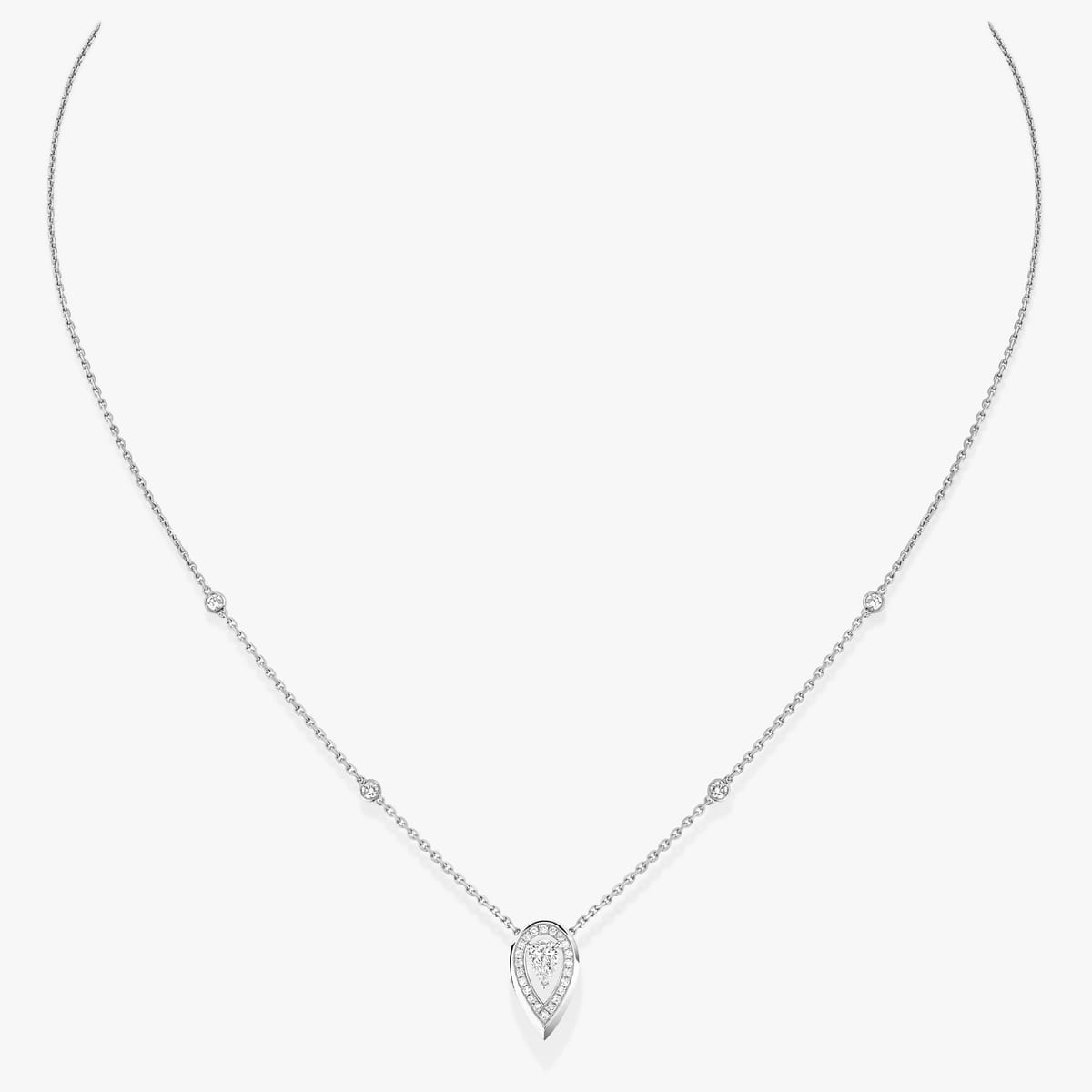 Collier Femme Or Blanc Diamant Collier Fiery 0,10ct 12611-WG