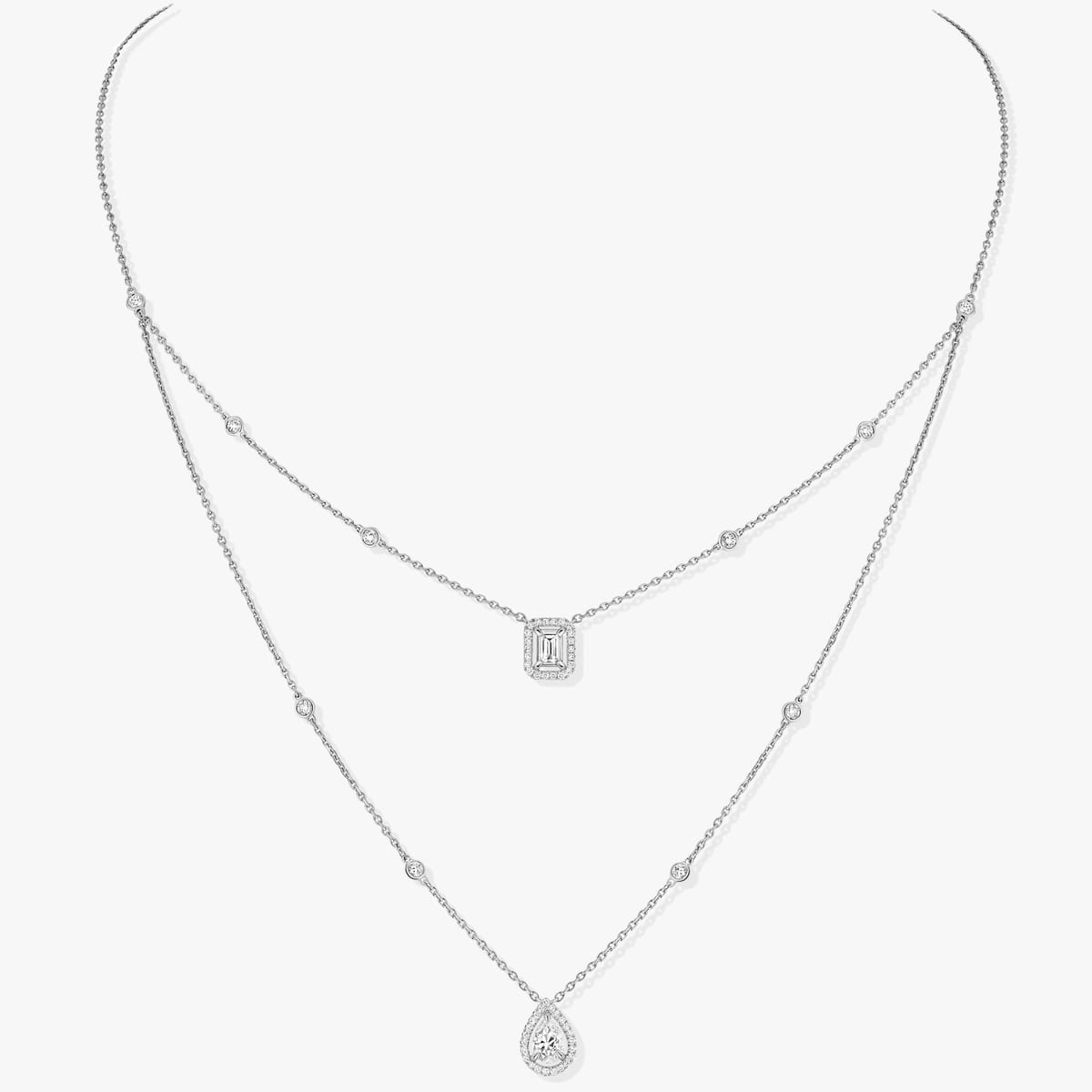 Necklace For Her White Gold Diamond My Twin 2 Rangs 0,40ct x2 12966-WG