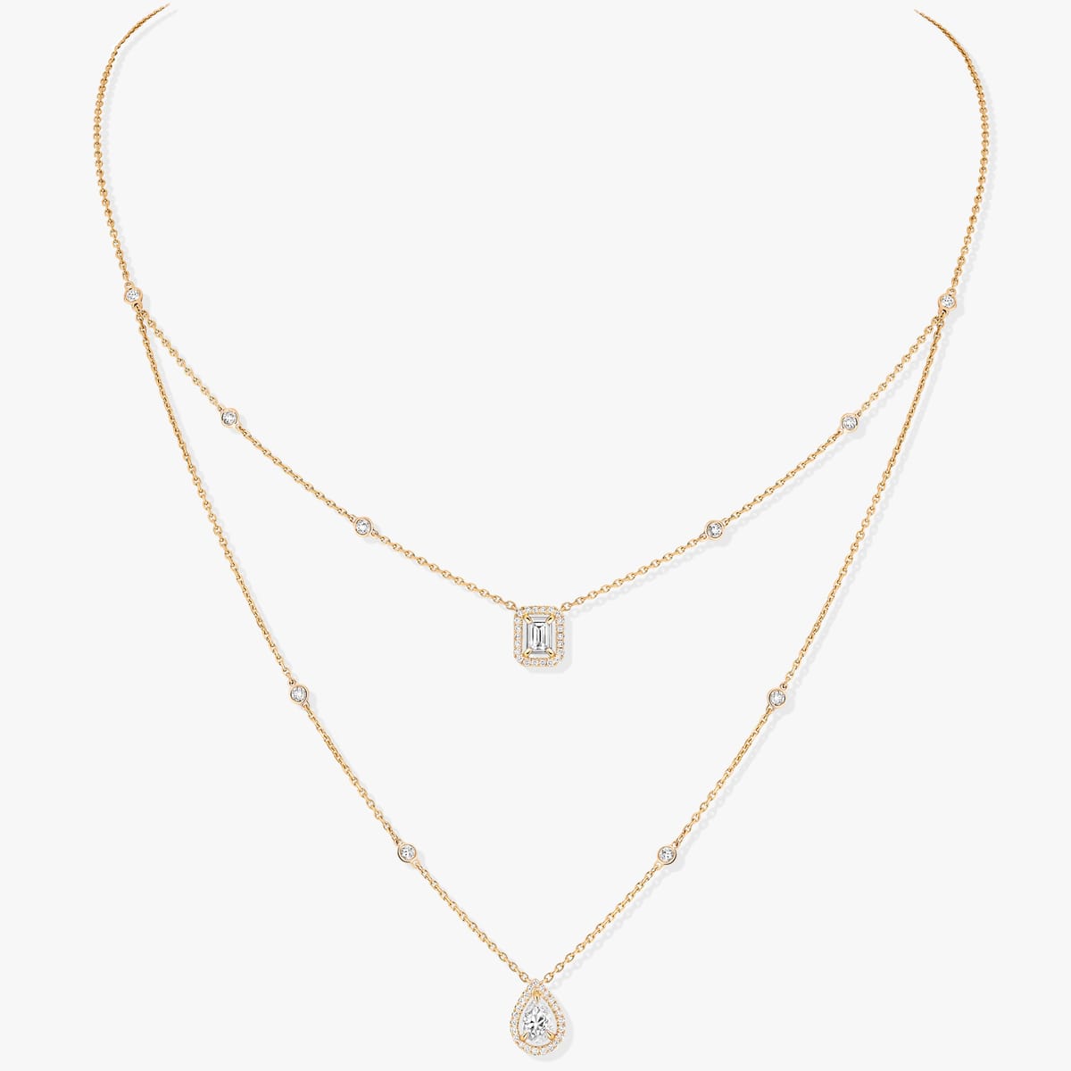 Necklace For Her Yellow Gold Diamond My Twin 2 Rangs 0,40ct x2 12966-YG