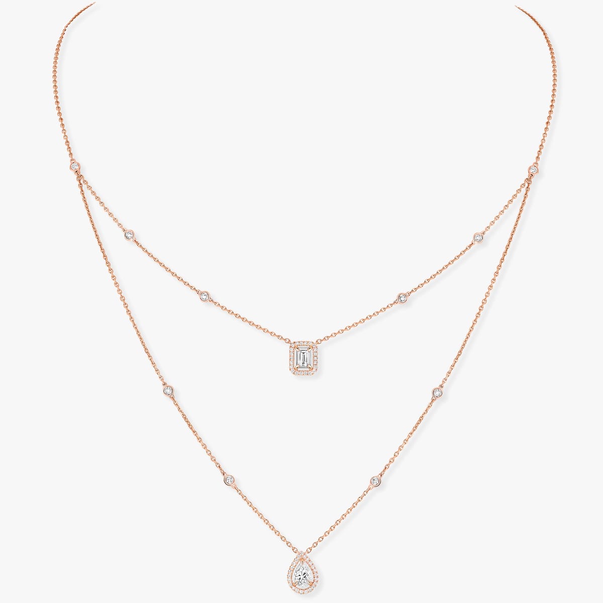Necklace For Her Pink Gold Diamond My Twin 2 Rangs 0,40ct x2 12966-PG