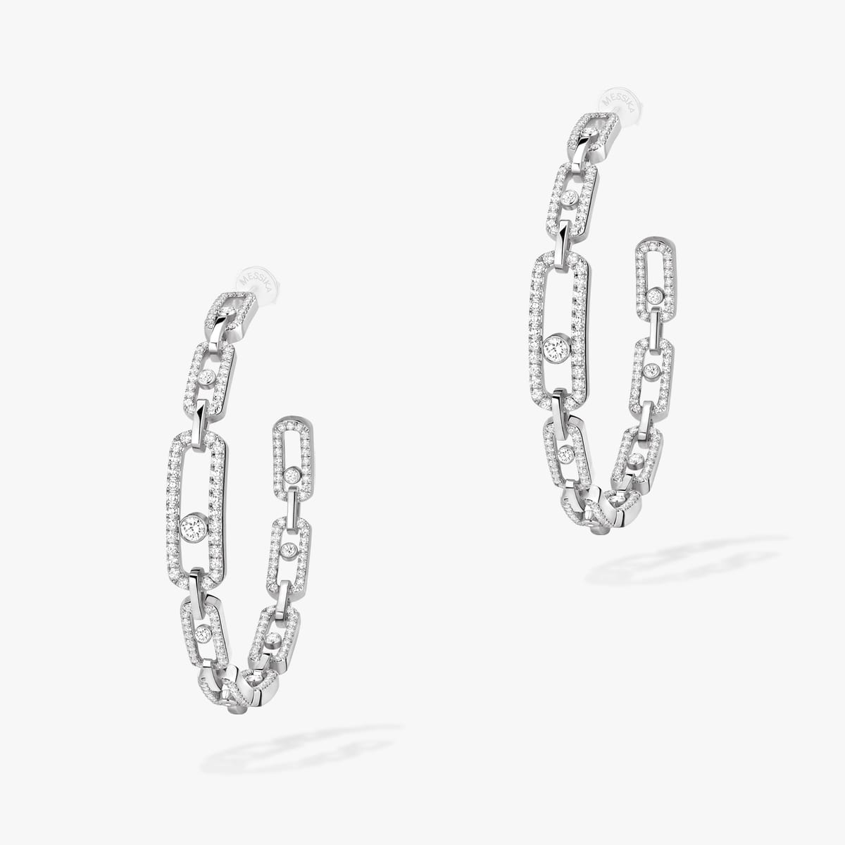 Earrings For Her White Gold Diamond Créoles Move Link MM 12362-WG