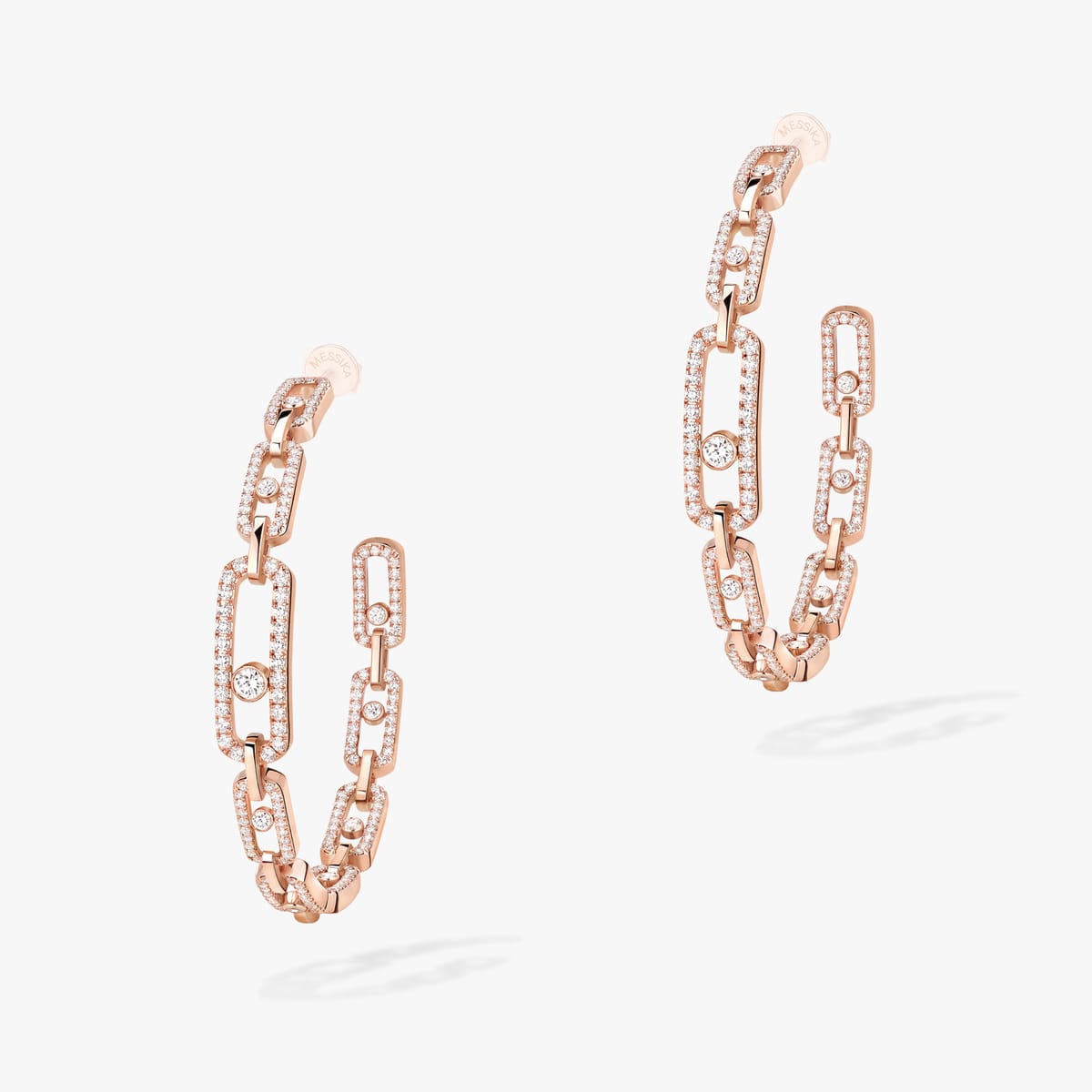 Earrings For Her Pink Gold Diamond Créoles Move Link MM 12362-PG