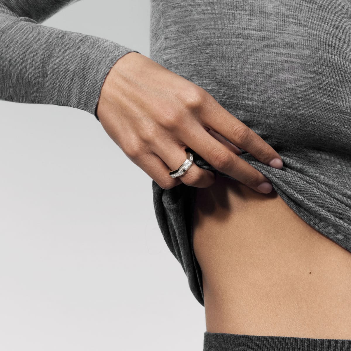 Bague Mixte Or Blanc Diamant Bague pavée Moderniste MM 13853-WG