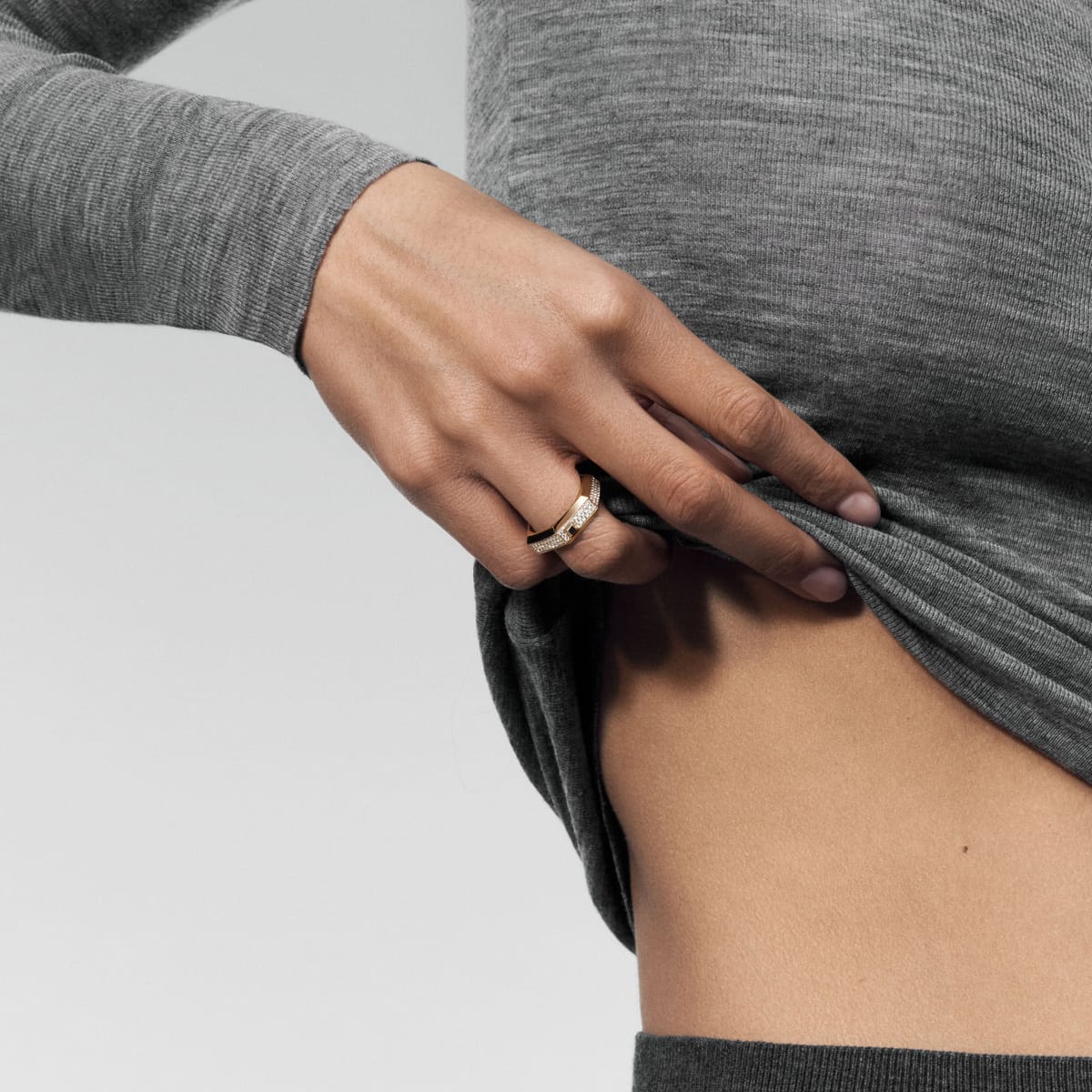 Bague Mixte Or Jaune Diamant Bague pavée Moderniste MM 13853-YG