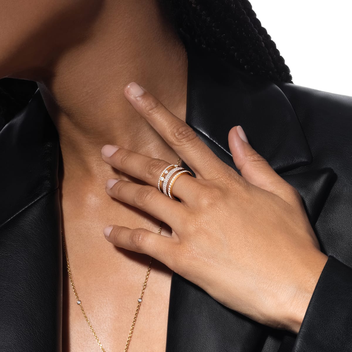 Bague Femme Or Jaune Diamant Bague pavée Move Romane GM 07205-YG