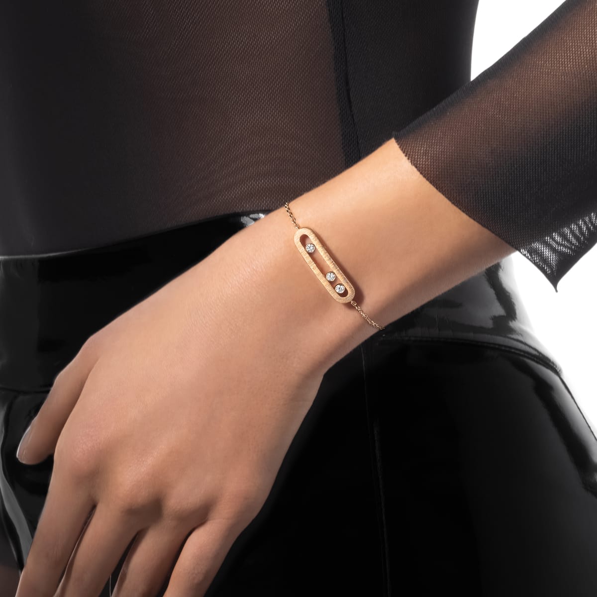 Bracelet Femme Or Jaune Diamant Bracelet Move Classique Ciselé 14586-YG