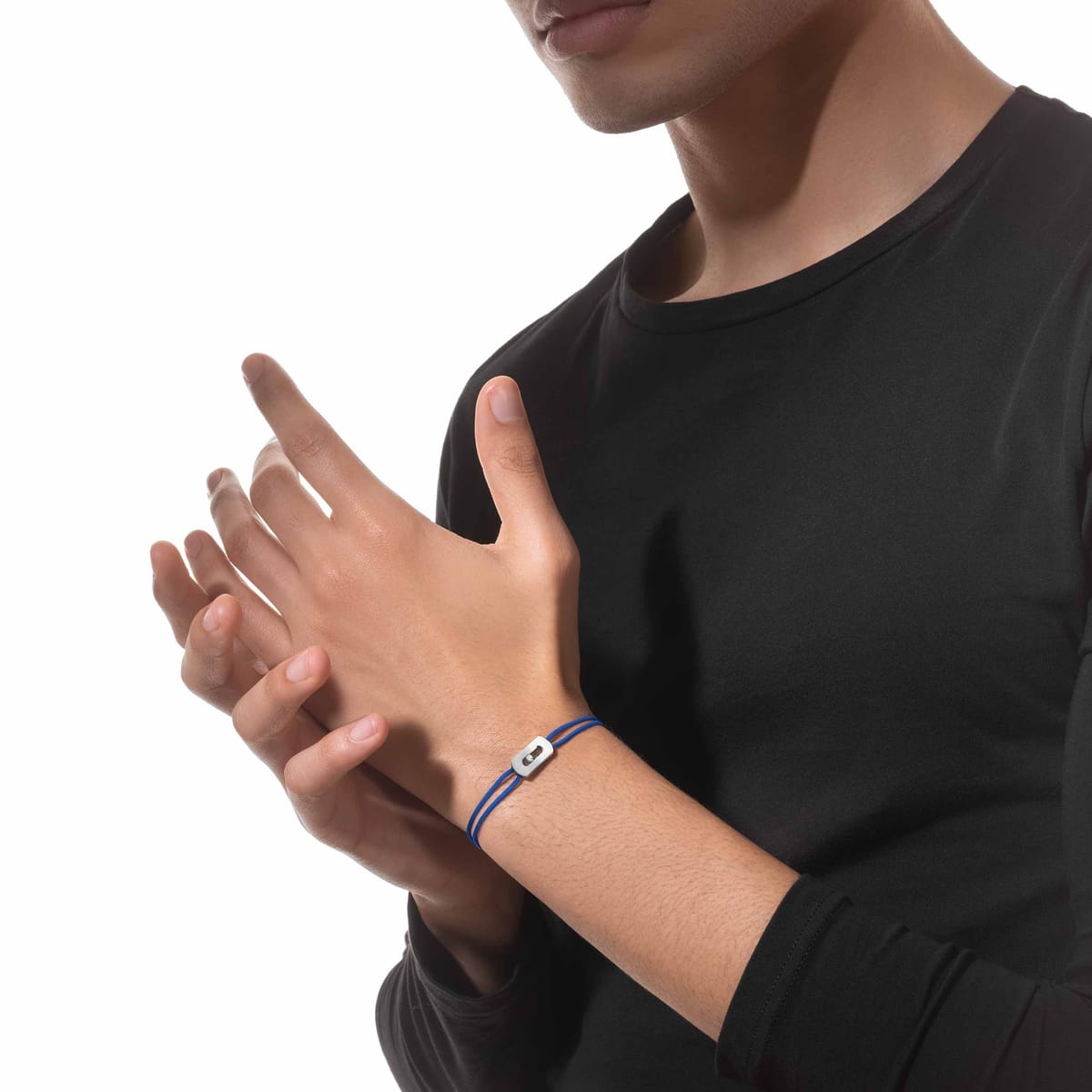 Bracelet Homme Titane Naturel Diamant Cordon Move Titanium Naturel Bleu 14642-TN