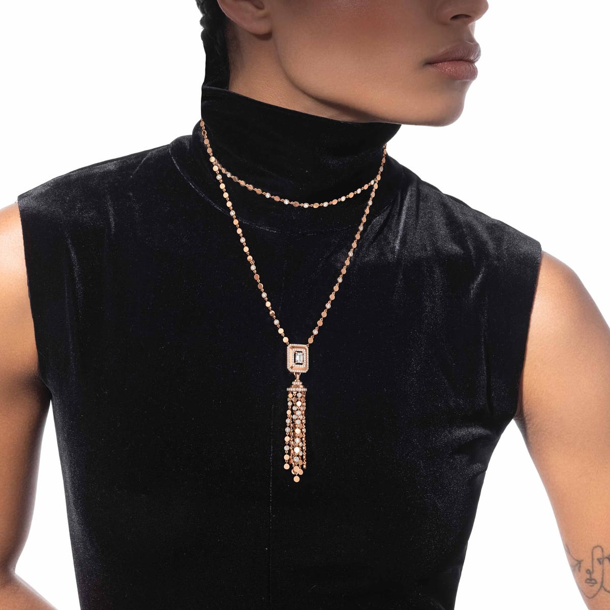 Collier Femme Or Rose Diamant Pompon D-Vibes 1ct 14257-PG