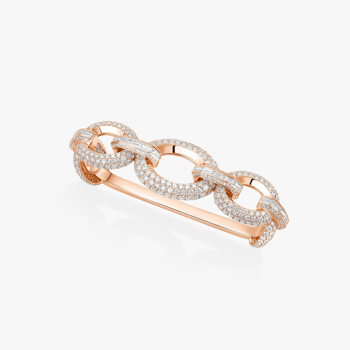 Bague Femme Or Rose Diamant Bague 3 doigts Groove 13499-PG