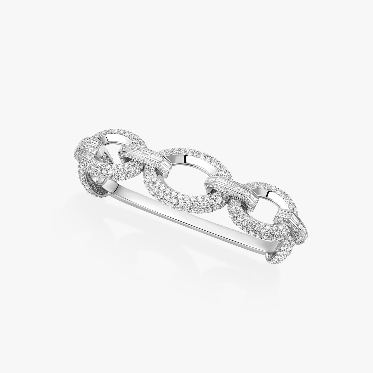 Bague Femme Or Blanc Diamant Bague 3 doigts Groove 13499-WG