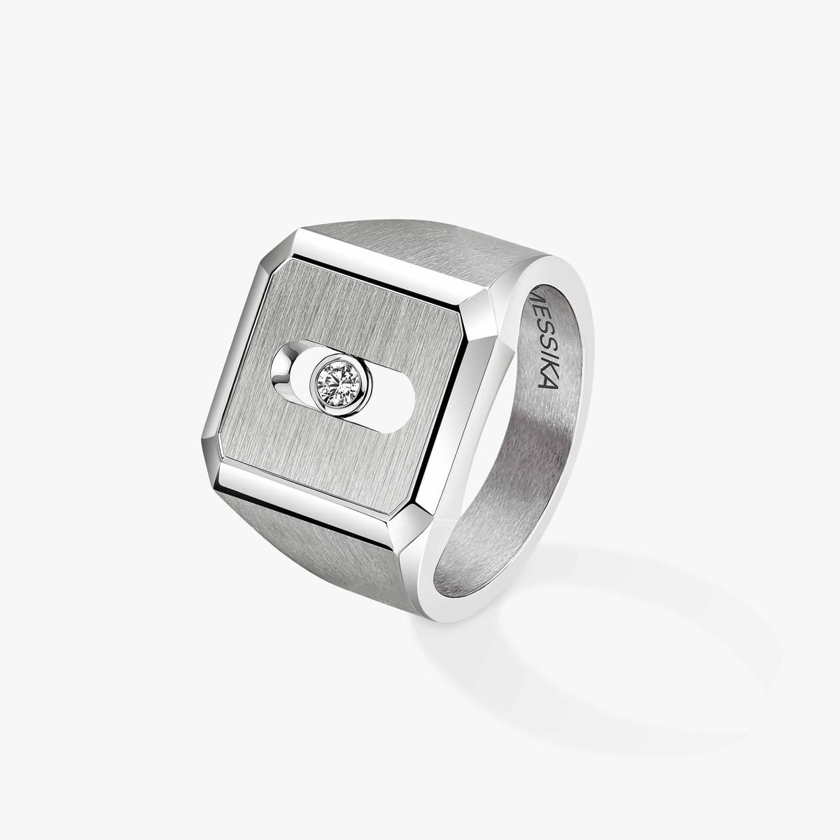 Ring For Him Natural Titanium Diamond Chevalière Move Titanium 13771-TN