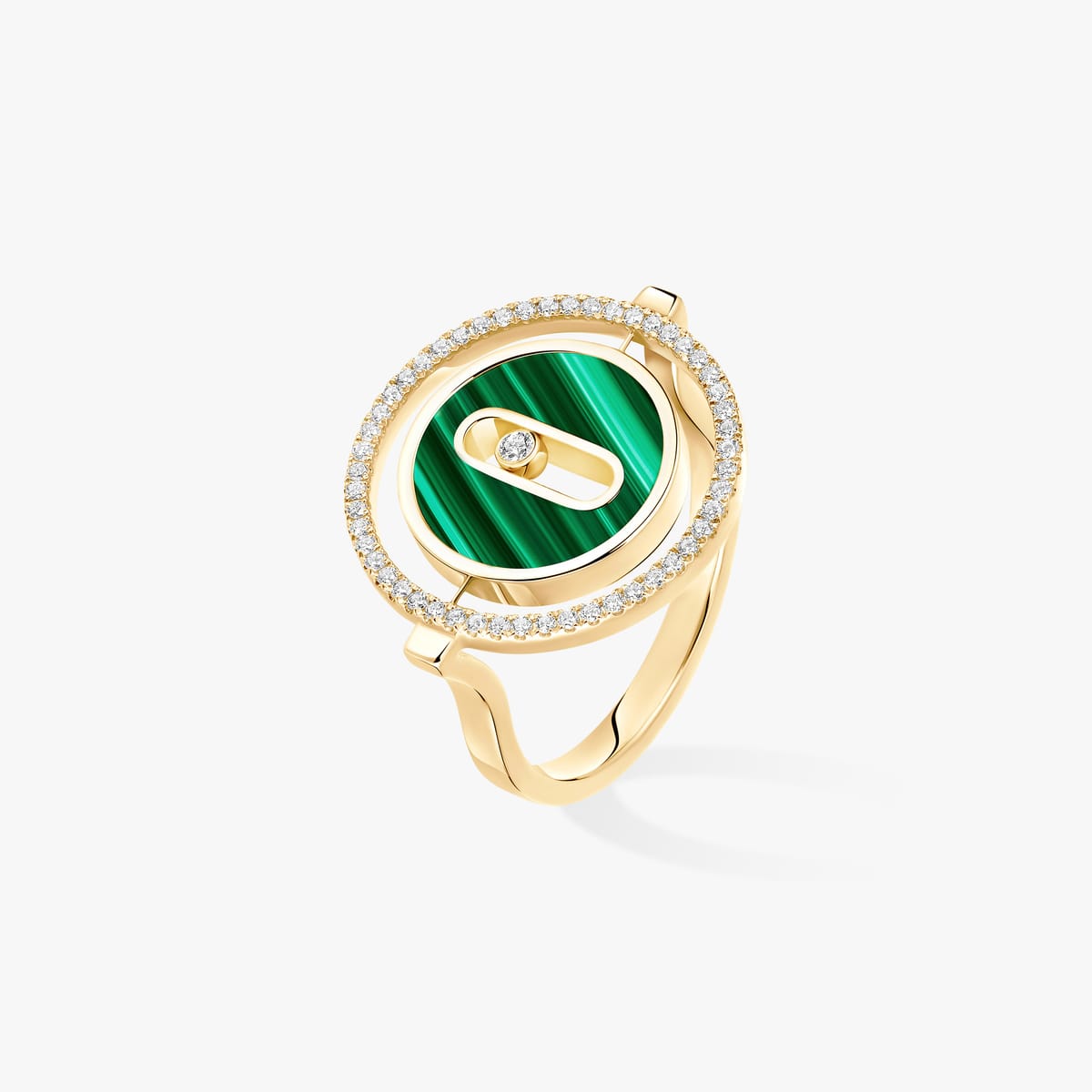 Bague Femme Or Jaune Diamant Bague malachite Lucky Move PM 11953-YG