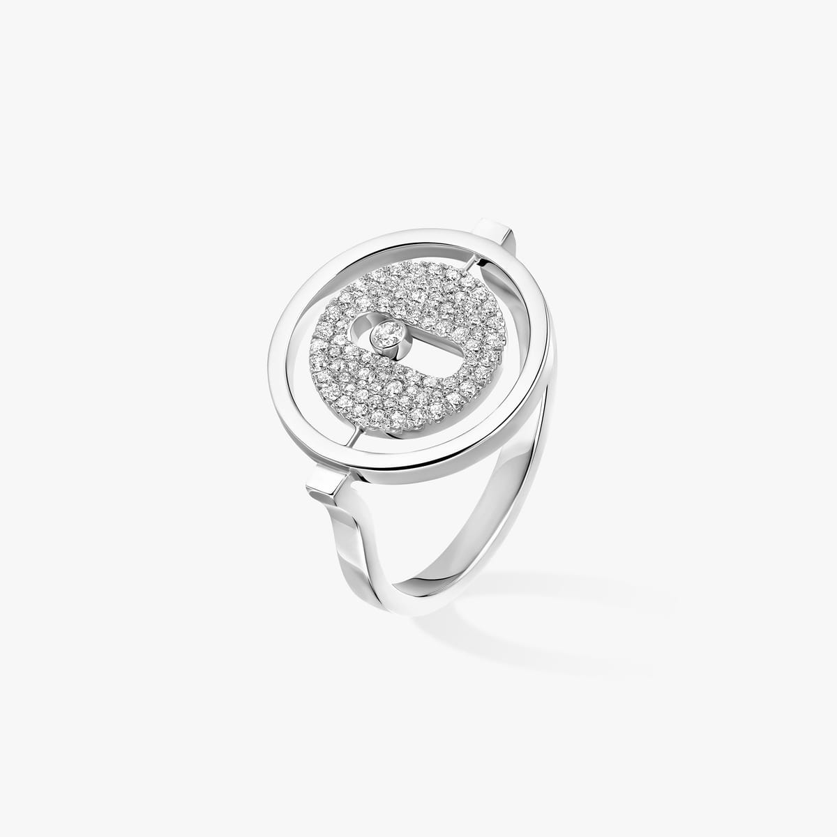 Bague Femme Or Blanc Diamant Bague pavée Lucky Move PM 07534-WG