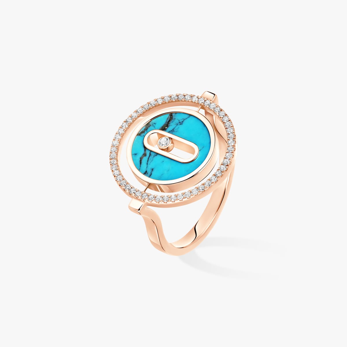 Bague Femme Or Rose Diamant Bague turquoise Lucky Move PM 12098-PG