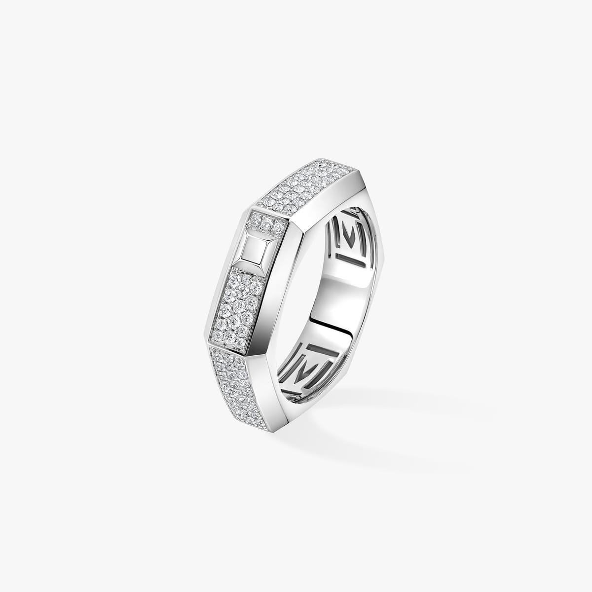 Bague Mixte Or Blanc Diamant Bague pavée Moderniste MM 13853-WG