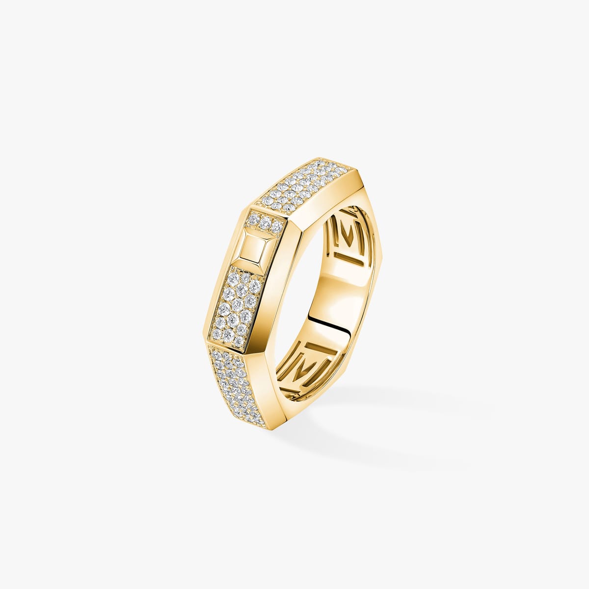 Bague Mixte Or Jaune Diamant Bague pavée Moderniste MM 13853-YG