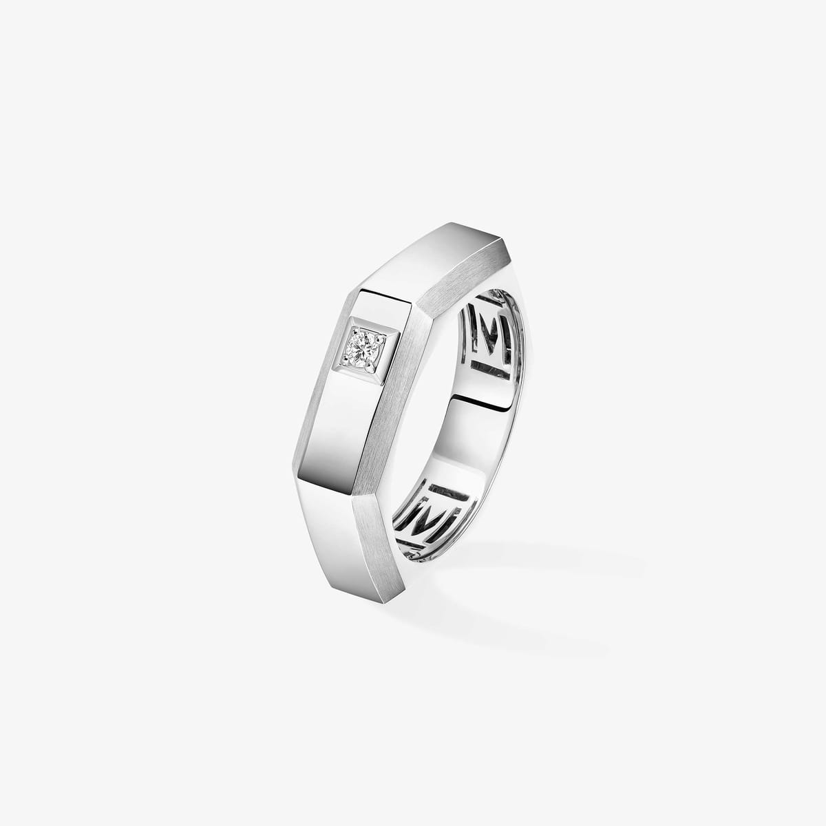 Bague Mixte Or Blanc Diamant Bague Moderniste MM 13558-WG