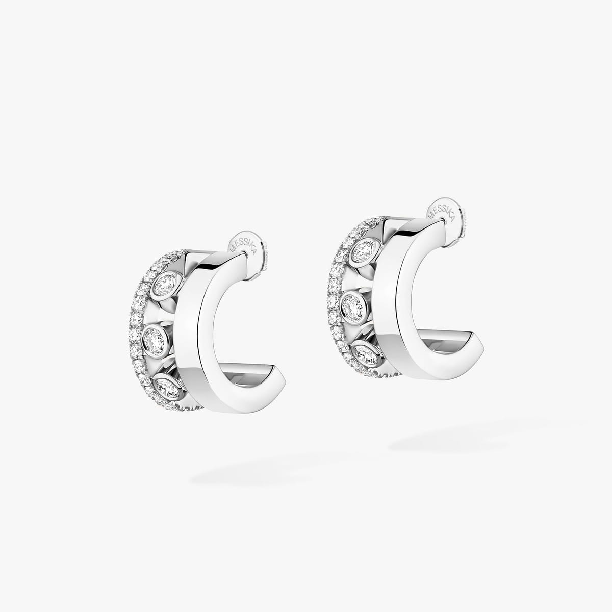 Boucles d'oreilles Femme Or Blanc Diamant Mini créoles Move Romane 07178-WG