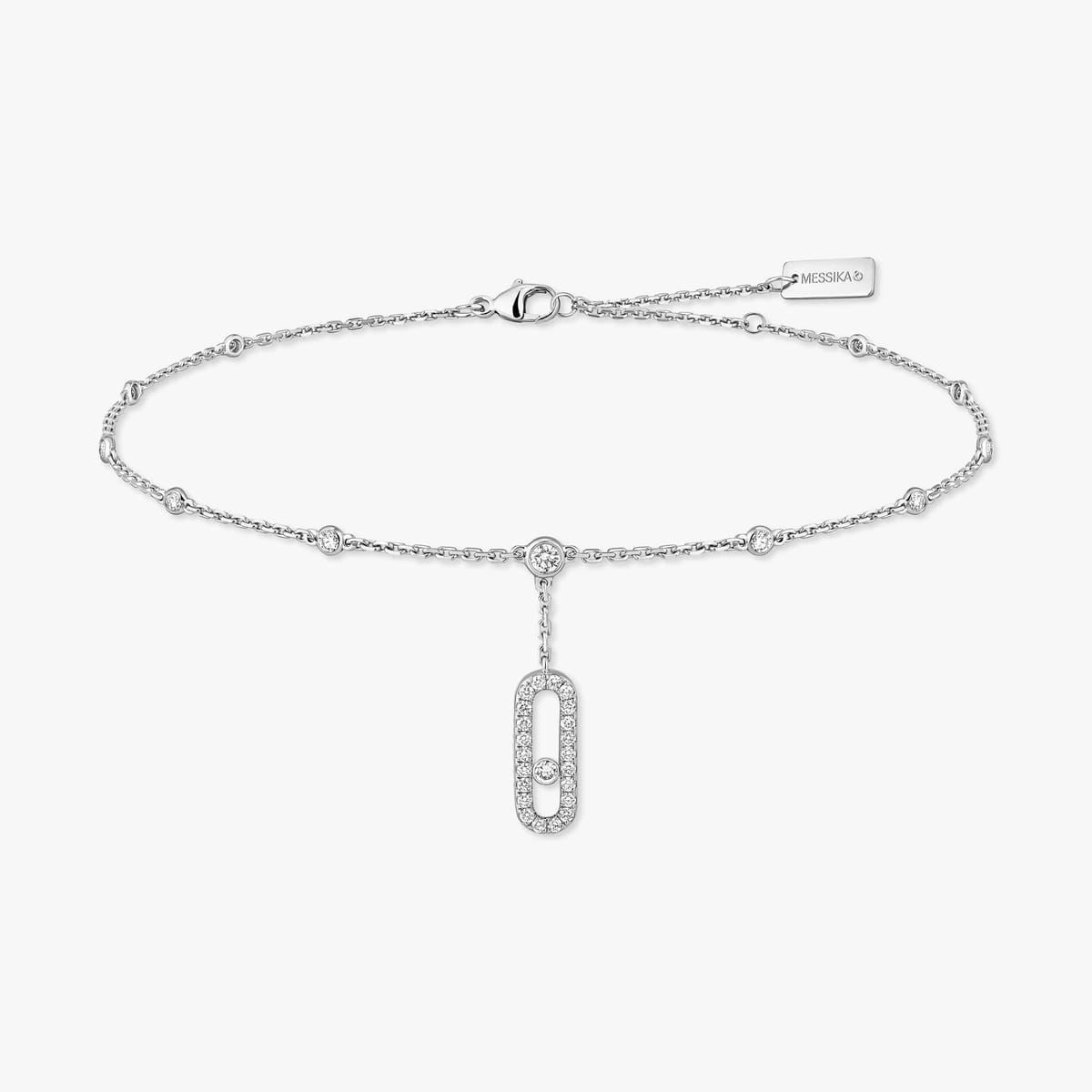 Bracelet Femme Or Blanc Diamant Bracelet de cheville pavé Move Uno 06592-WG